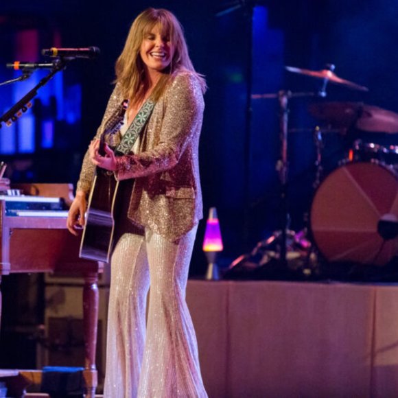 Blush Boutique Light Gold Sequin Bell Bottom Pants - Picture 2 of 10